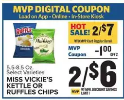 Food Lion MISS VICKIE’S KETTLE OR RUFFLES CHIPS offer