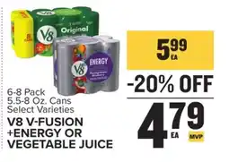 Food Lion V8 V-Fusion +Energy or Vegetable Juice offer