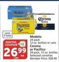 Albertsons Modelo, Corona or Pacifico offer
