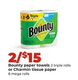 Hy-Vee Bounty paper towels or Charmin tissue paper offer