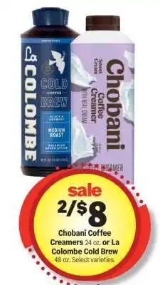 Meijer Chobani Coffee Creamers or La Colombe Cold Brew offer