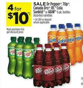Dollar General Dr Pepper, 7up, Canada Dry, Rc Cola, Sunkist Or A&w offer