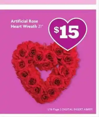 Family Dollar Artificial Rose Heart Wreath offer