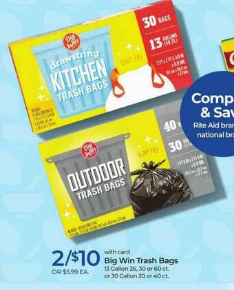 Rite Aid Big Win Trash Bags offer