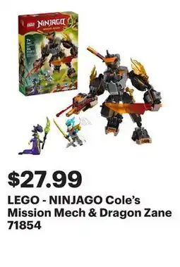 Best Buy LEGO - NINJAGO Cole's Mission Mech & Dragon Zane 71854 offer