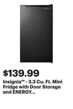 Best Buy Insignia - 3.3 Cu. Ft. Mini Fridge with Door Storage and ENERGY STAR Certification - Black offer