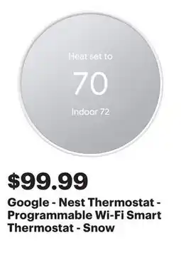 Best Buy Google - Nest Thermostat - Programmable Wi-Fi Smart Thermostat - Snow offer