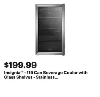 Best Buy Insignia - 115 Can Beverage Cooler with Glass Shelves - Stainless Steel Look offer