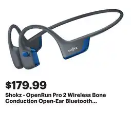 Best Buy Shokz - OpenRun Pro 2 Wireless Bone Conduction Open-Ear Bluetooth Sports Headphones - Steel Blue offer