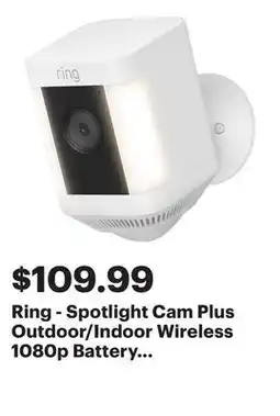 Best Buy Ring - Spotlight Cam Plus Outdoor/Indoor Wireless 1080p Battery Surveillance Camera - White offer