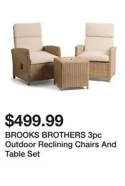 Marshalls BROOKS BROTHERS 3pc Outdoor Reclining Chairs And Table Set offer