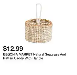 Marshalls BEGONIA MARKET Natural Seagrass And Rattan Caddy With Handle offer