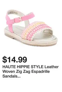 Marshalls HAUTE HIPPIE STYLE Leather Woven Zig Zag Espadrille Sandals (Toddler Little Kid) offer