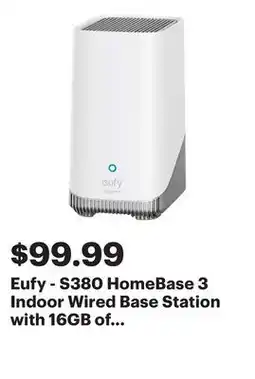 Best Buy Eufy - S380 HomeBase 3 Indoor Wired Base Station with 16GB of Storage Built In - White offer