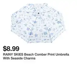 Marshalls RAINY SKIES Beach Comber Print Umbrella With Seaside Charms offer