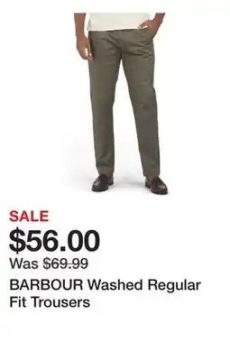 Marshalls BARBOUR Washed Regular Fit Trousers offer