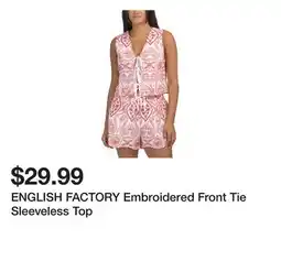 Marshalls ENGLISH FACTORY Embroidered Front Tie Sleeveless Top offer