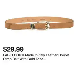Marshalls FABIO CORTI Made In Italy Leather Double Strap Belt With Gold Tone Hardware offer