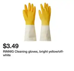 Ikea RINNIG Cleaning gloves, bright yellow/off-white offer