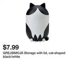 Ikea GREJSIMOJS Storage with lid, cat-shaped black/white offer