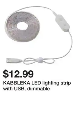 Ikea KABBLEKA LED lighting strip with USB, dimmable offer