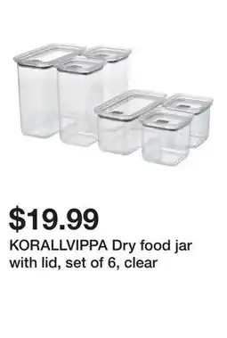 Ikea KORALLVIPPA Dry food jar with lid, set of 6, clear offer
