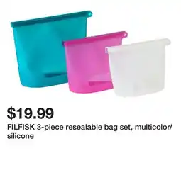 Ikea FILFISK 3-piece resealable bag set, multicolor/silicone offer