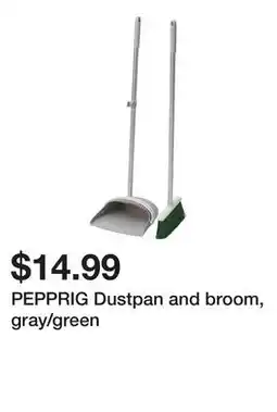Ikea PEPPRIG Dustpan and broom, gray/green offer