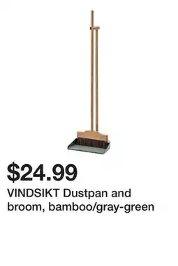 Ikea VINDSIKT Dustpan and broom, bamboo/gray-green offer
