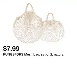 Ikea KUNGSFORS Mesh bag, set of 2, natural offer