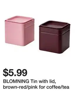 Ikea BLOMNING Tin with lid, brown-red/pink for coffee/tea offer
