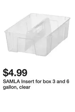 Ikea SAMLA Insert for box 3 and 6 gallon, clear offer