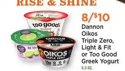 Heinen's Dannon Oikos Triple Zero, Light & Fit or Too Good Greek Yogurt offer