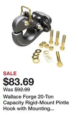 Tractor Supply Company Wallace Forge 20-Ton Capacity Rigid-Mount Pintle Hook with Mounting Kit offer