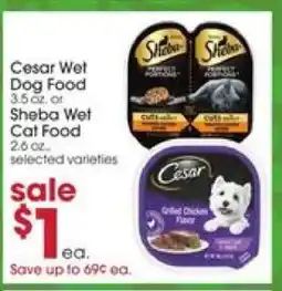 Giant Eagle Cesar Wet Dog Food or Sheba Wet Cat Food offer