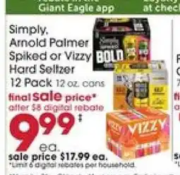 Giant Eagle Simply, Arnold Palmer Spiked or Vizzy Hard Seltzer offer