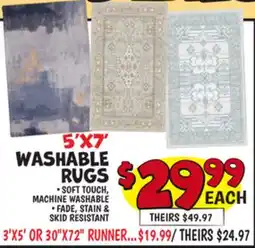 Ollie's 5' X7' WASHABLE RUGS offer