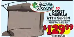 Ollie's SARASOTA BREEZE 10' OFFSET UMBRELLA WITH SCREEN offer