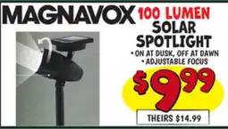 Ollie's MAGNAVOX 100 LUMEN SOLAR SPOTLIGHT offer