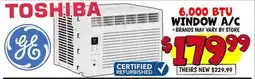 Ollie's TOSHIBA 6,000 BTU WINDOW A/C offer