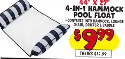 Ollie's 44 X 27 4-IN-1 HAMMOCK POOL flOAT offer