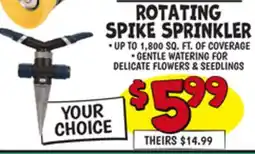 Ollie's GILMOUR ROTATING SPIKE SPRINKLER offer