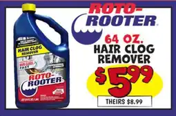 Ollie's ROTO ROOTER HAIR CLOG REMOVER offer