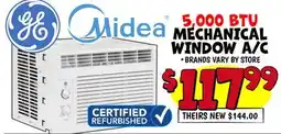 Ollie's GE, MIDEA 5,000 BTU MECHANICAL WINDOW A/C offer