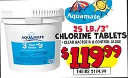 Ollie's AQUAMATE 25 LB./3 CHLORINE TABLETS offer
