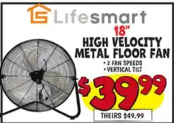 Ollie's LIFE SMART 18 HIGH VELOCITY METAL FLOOR FAN offer