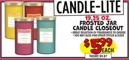 Ollie's 19.25 OZ. FROSTED JAR CANDLE CLOSEOUT offer