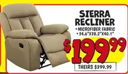 Ollie's SIERRA RECLINER offer