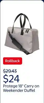 Walmart Protege 18 Carry on Adjustable Strap Weekender Duffel with Luggage Pass Through, Taupe offer