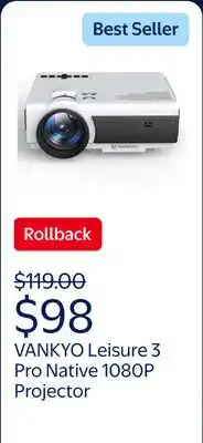 Walmart VANKYO Leisure 3 Pro Native 1080P Projector, Full HD 5G Wifi Projector with LCD Display offer